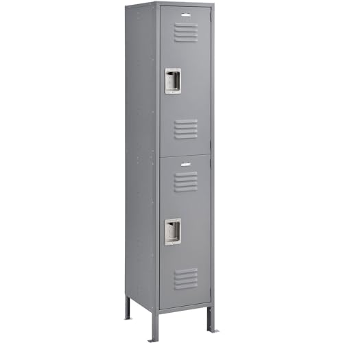 Global Industrial Infinity 2-Tier 2 Door Locker, 15" W x 15" D x 78" H, Gray, Unassembled