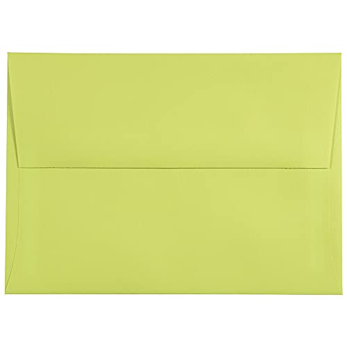 JAM PAPER A7 Colored Invitation Envelopes - 5 1/4 x 7 1/4 - Ultra Lime Green - Bulk 250/Box