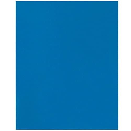 JAM PAPER Laminated Two Pocket Glossy School Folders - Letter Size - High Gloss Blue - Bulk 50/Box