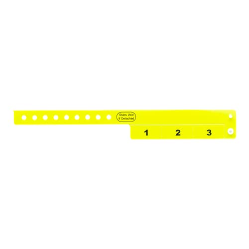 500 WristCo Neon Yellow 3 Tab Vinyl Cash Tag Wristbands for Events