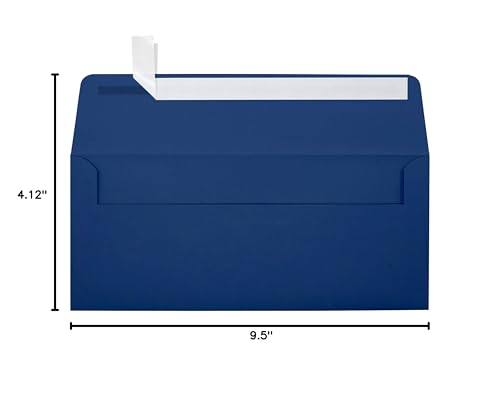 LUXPaper #10 Business Envelopes | Peel & Press | 4 1/8" x 9 1/2" | Navy Blue | 80lb. Text | 250 Qty