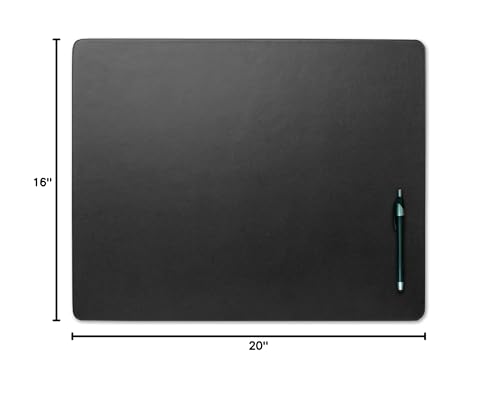 DACASSO Leather Desk Pad Without Side Rails - Luxury Leather Desk Blotter for Writing - Executive Desk Surface Protector - (Black, 20" x 16")