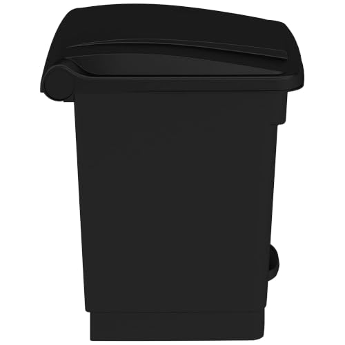 Safco Step On Trash Can with Foot Pedal, 8 Gallon Plastic Waste Bin, Black