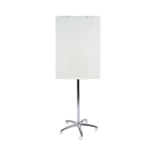 Bi-Office Business Glass Board with Moving Easel and Flip Chart with Wheels