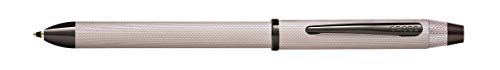 Cross Tech3+ with Sophisticated Brushed Crome Diamond Pattern Finish Barrel, 0.5mm Pencil, Black and Red Ink Refills, Interchangeable Cap Tops in Premium gift box
