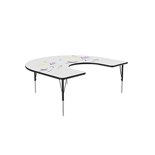 Correll 60" x 66" Horseshoe Dry Erase Activity Table, Markerboard/Black