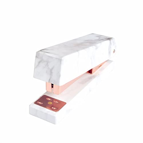 MPPSGDPZ Marble Stapler Standard Desk Manual Staplers with Rose Gold Rod Movement for Office School Home Desktop Accessories Supplies