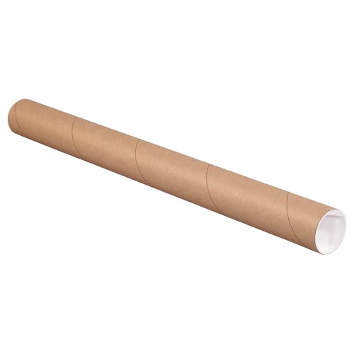 BOX USA Mailing Tubes with Caps, 2"L x 22"W, 50-Pack | Cardboard Tube Mailer for Poster Box, Blueprint, Teachers, Artwork, Long Art Holder 2x22