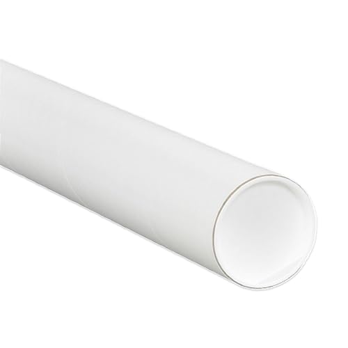 BOX USA Cardboard Tubes with Caps, 18"L x 2"W x 2"H, Pack of 50 | Poster Tube for Mailing and Storage of Blueprints, Artwork, Crafts, Long Art Holder, 18 inches
