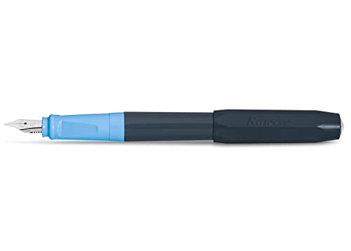 Kaweco PERKEO Calligraphy Fountain Pen Set Blue I Premium Art Set Including 3 Single Pearl Black Ink Cartridges I Calligraphy Writing Instrument 15.5 cm I Nibs: 1,1 mm, 1.5 mm and 1.9 mm
