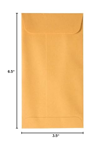 JAM PAPER #7 Coin Business Envelopes with Peel and Seal Closure - 3 1/2 x 6 1/2 - Brown Kraft Manila - Bulk 500/Carton