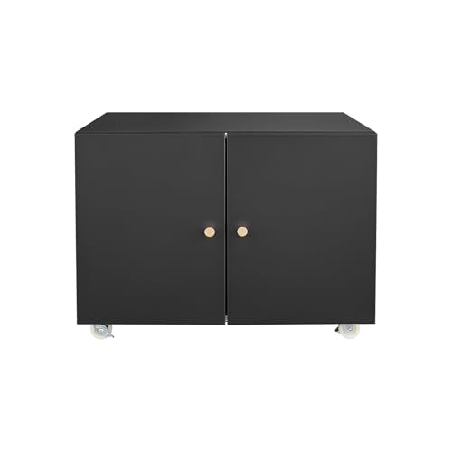 AVGVLIJ Office Copier File Cabinet, Mobile Lateral Filing Cabinet with 2 Door, Rolling File Cabinet, Printer Stand for Legal/Letter/A4 File (Black, 23.62 "L x 23.62 "W x 17.7 "H)