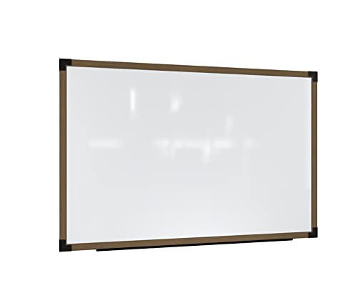 Ghent Prest Wall Whiteboard, Magnetic, Driftwood Solid Oak Frame, 3'H x 5'W, Made in USA