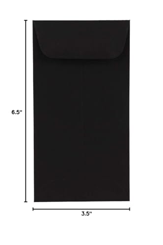 JAM PAPER #7 Coin Business Premium Envelopes - 3 1/2 x 6 1/2 - Smooth Black - Bulk 500/Box