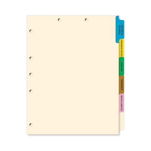 Doctor Stuff - Stock Medical Chart Dividers, 260 Sets of 6 Popular Healthcare Index Tabs, Side Tab, 9" x 11", File Folder Organizer for Nursing Patient Charts and Medical Records