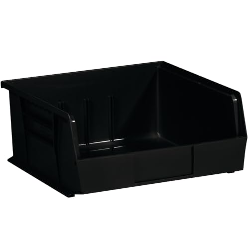 Aviditi Plastic Stack/Hang Storage Bin Containers, 10-7/8 x 11 x 5 Inches, Black, Pack of 6, for Organizing Homes, Offices, Garages and Classrooms