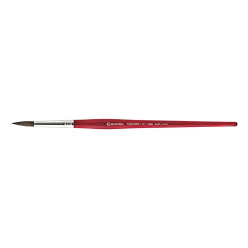 Escoda Aquario Series 1125 Artist Watercolor & Acrylic Short Handle Paint Brush, Petit Gris Natural Squirrel Hair, Round, Size 6