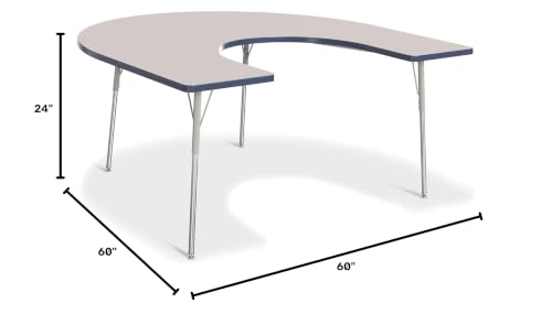 Jonti-Craft Berries 6445JCA112 Horseshoe Activity Table, A-Height (24"-31" Adjustable Height), 66" x 60", Gray/Navy/Gray