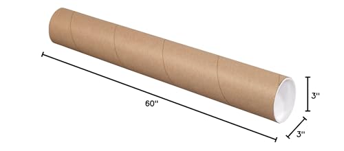 Boxes Fast Heavy-Duty Kraft Mailing Tubes, 3" x 60", Kraft, (Pack of 24)