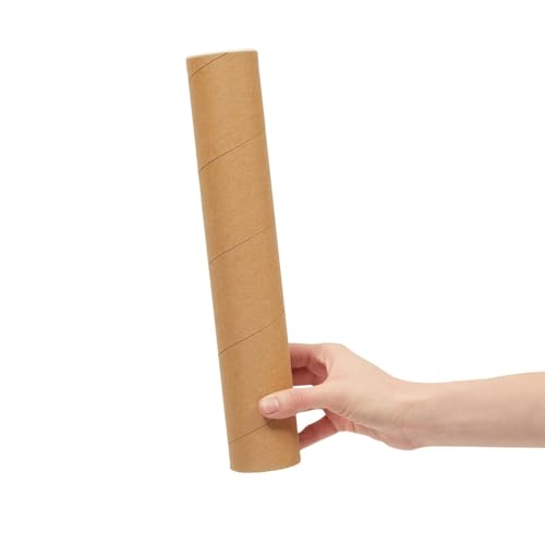 Stockroom Plus Mailing Tubes - Poster Storage Capacity - Blueprint Tube Protection - Spiral Construction & Thick Cardboard Strength - 2 in x 12 in, Pack of 12, Brown Kraft