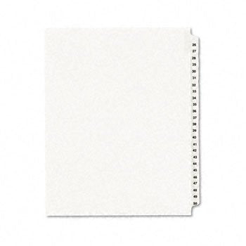Avery White Legal Index Dividers INDEX,LTR1/25#26-50,25WHT (Pack of30)