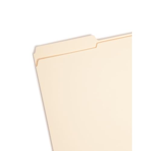 Smead 19534 Folders, One Fastener, 1/3 Cut Assorted, Top Tab, Legal, Manila, 50/Box