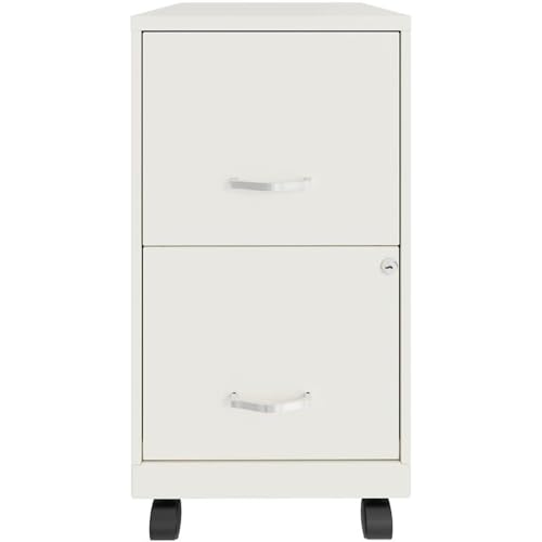Home Square 2 Drawer Mobile Filing Cabinet Set in Pearl White (Set of 2)