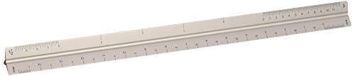 ALVIN Aluminum Architect Triangular Scale Model 2200M-1 Ruler for Drafting and Drawing, Great for Students and Professionals, Architects and Drafters, Anodized Aluminum - 12 Inches