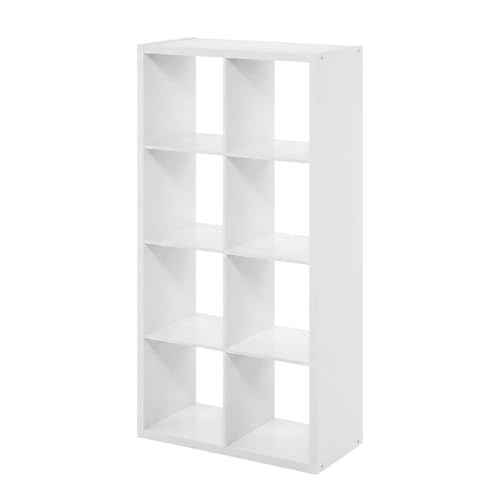 Bison office White 8-Cube Open Storage Organizer, Composite Wood, Modular Shelving Unit for Living Room Bedroom Closet Organization