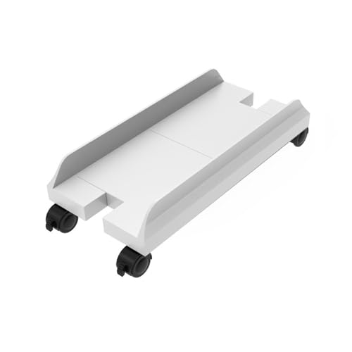 VHDY85KA Office PC Tower Desktop CPU Rolling Stand Adjustable Mobile Cart Holder with Locking Caster Wheels Gaming PC Holder, Black/White Accessories(White)