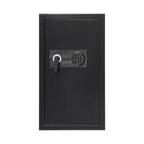 In-Wall Hidden Safe with Electronic Lock - Wall Mounted Safe for Home & Office, Dual Alarm Security, Password & Key Entry for Jewelry, Cash, Documents, 14.57x3.94x25.59 inch, Black