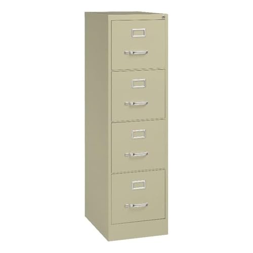 Scranton & Co 22" 4-Drawer Metal Letter Width Vertical Filing Cabinet in Beige, Lockable, Sturdy Steel Construction, Office or Home Use, Durable Letter Size File Storage