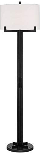 Franklin Iron Works Madrid 64" Tall Matte Black Modern Floor Lamp