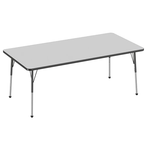 FDP 36" x 72" Rectangle Table with Ball Glide Legs - Gray/Black