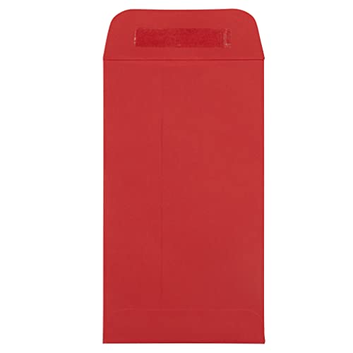 JAM PAPER #5.5 Coin Business Envelopes with Peel and Seal Closure - 3 1/8 x 5 1/2 - Red - 100/Pack