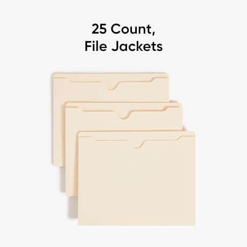 Smead File Jackets, 25 Count, Manila, Reinforced Straight-Cut Tabs, 1" Expansion, Letter Size (75517)