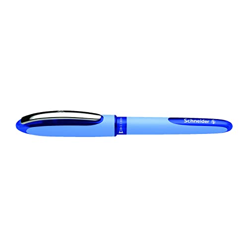 Schneider One Hybrid N Rollerball Pen, 0.3 mm Hybrid Needle Tip, Light Blue Barrel, Blue Ink, Box of 10 Pens (183403)