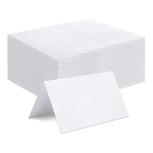 Name Tent Table Cards 200Pcs White Blanks Place Cards，for Table Seting，DIY Craft Name Cards，Pre-lined Wedding Table Seating Cards，Guest Name Cards