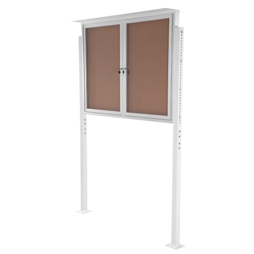 48"x36" Standing Enclosed Bulletin Board, Notice Board with Lockable