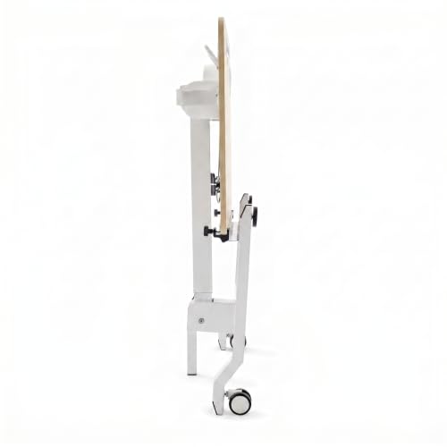 ApexDesk Mobile Standing Desk with 90° Tilting Top - Height Adjustable Pneumatic Laptop Cart - Foldable Rolling Presentation Podium with Tablet Slot & Cup Holder (Oak)