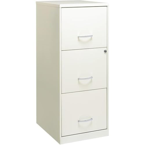 Home Square 3 Drawer Vertical Metal Filing Cabinet Set in Pearl White (Set of 2)