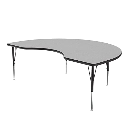 Correll 48" x 72" Kidney TFL Classroom Activity Table, Gray Granite/Black