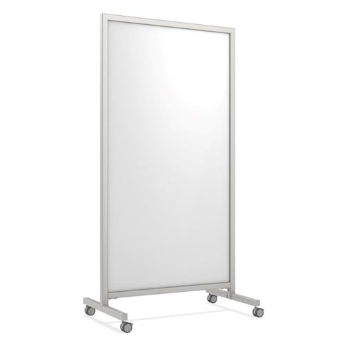 Ghent EZ Mobile Porcelain Whiteboard, Aluminum Frame, Magnetic, 75" H x 38" W