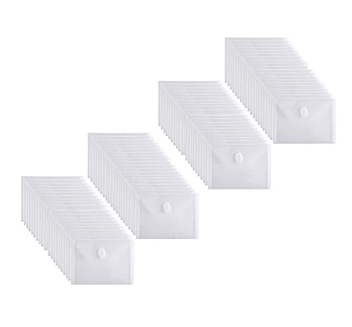 YESSART Small Plastic Envelopes File Folder 80 Pack, Clear, 5 x 7 inches