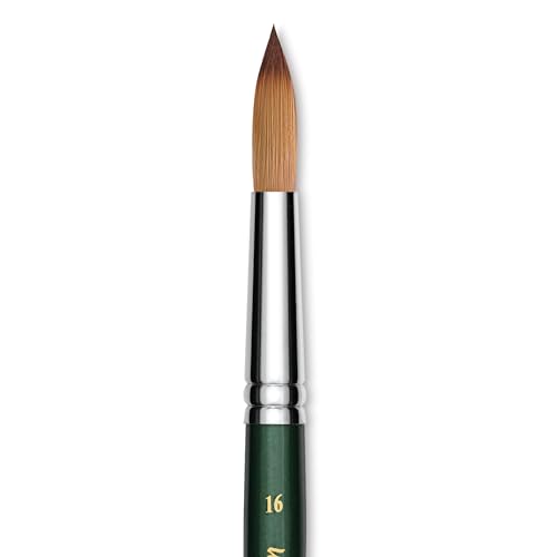 Utrecht Series 6150 Synthetic Golden Taklon Watercolor Brush - Round, Size 16, Short Handle