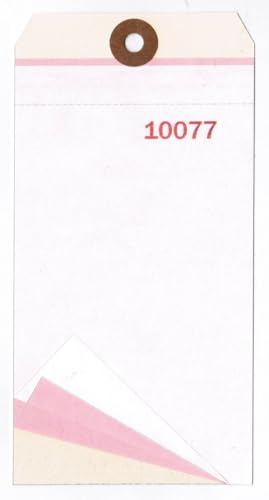 Inventory Tags, 3-Part, NCR Blank Manifold, 6-1/4" x 3-1/8", Random Sequential Numbers, Fiber Reinforced Hole - Box / 500 Tags