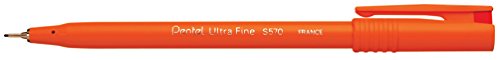 Pentel S570 Ultra Fine Pen Plastic 0.6mm Tip 0.3mm Line Red Ref S570-B [Pack of 12]