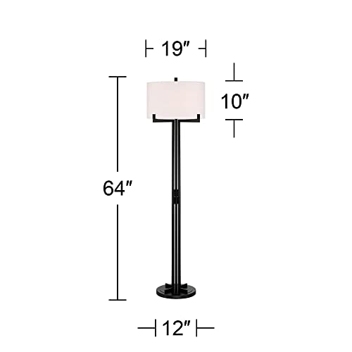 Franklin Iron Works Madrid 64" Tall Matte Black Modern Floor Lamp