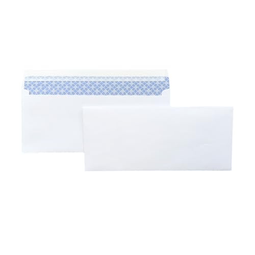 White # 10 Security Envelopes 24 lbs, 100 packs, 2 styles (large blue grid and blank release with glue) for commercial office & home mailing (Large blue lattice release glue envelope-100Ct)
