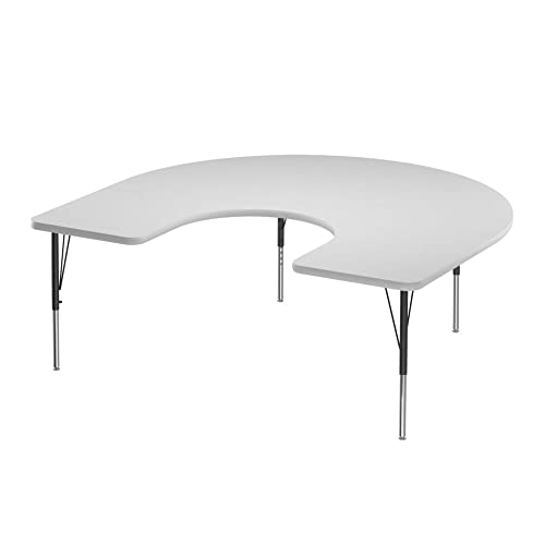 Correll 60" x 66" Horseshoe Dry Erase Activity Table, Markerboard/Gray